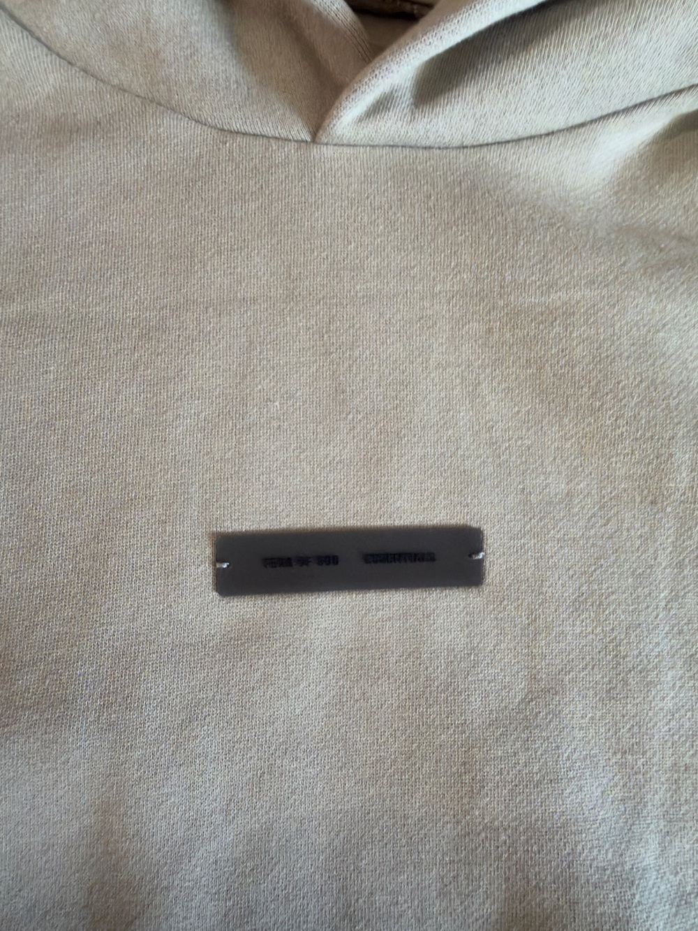 Essentials Timber Cream Pullover Hoodie with Center Tag